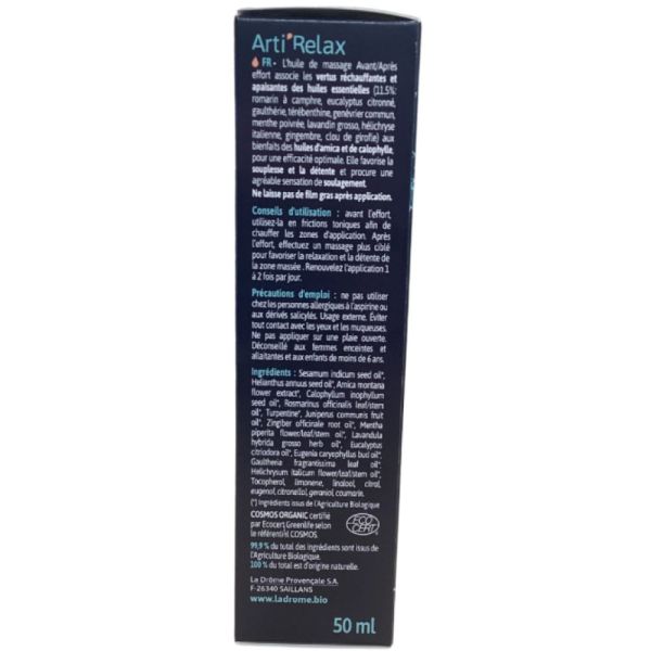 Ladrôme - ArtiRelax Huile de massage bio - 50mL