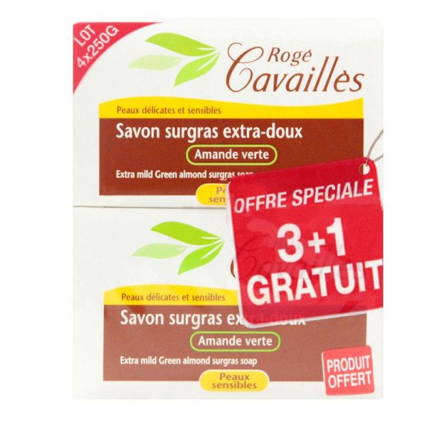 Rogé Cavaillès - Pain Savon amande verte 3+1 gratuits - 4x250g