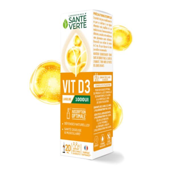 Santé Verte - Vit D3 lanoline 1000UI - 20ml