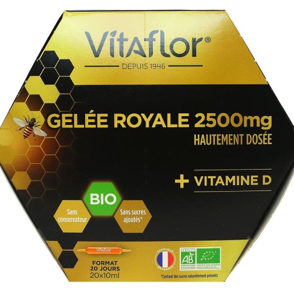 Vitaflor - Gelée Royale Bio 2500Mg vitamine D - 20 Ampoules