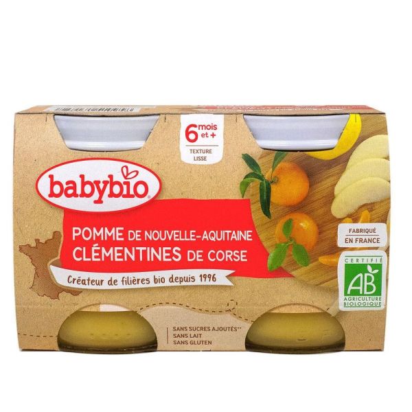 Babybio - Pomme d'aquitaine clémentines de corse - dès 6 mois - 2 x 130 g