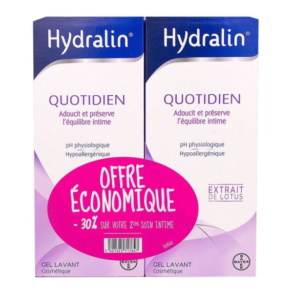 Bayer - Hydralin Gel lavant quotidien - lot de 2x400mL