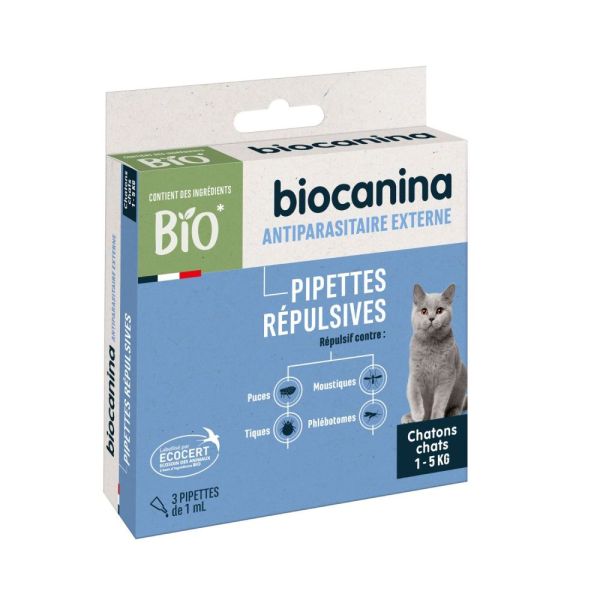 Biocanina - Pipette répulsive pour chatons  et chats de 1-5kg - 1pipette d'1mL