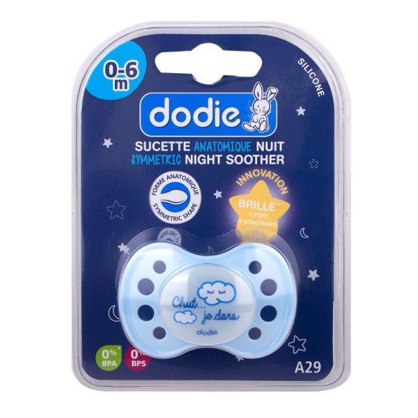 Dodie - Sucette anatomique symétrique phosphorescente silicone 0-6 mois