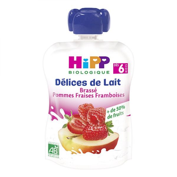 HiPP - Délices de lait brassé pommes fraises framboises - 90 g - dès 6 mois