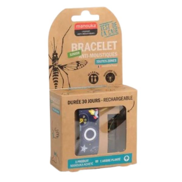 Manouka - Bracelet anti-moustiques toutes zones junior espace + recharge de 6ml