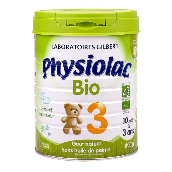 Physiolac -  Lait en poudre bio 3ème âge Goût nature - 800g