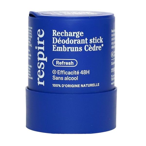 Respire - Recharge Déodorant Stick Embruns Cèdre 48 h - 50 g