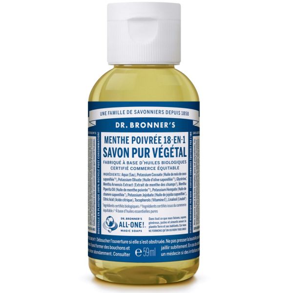 Dr. Bronner's - Savon liquide pure végétal 18-en-1 - Menthe Poivrée - 59ml