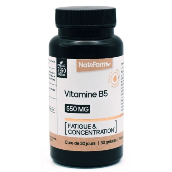 Nat & Form - Vitamine B5 fatigue et concentration - 30 gélules