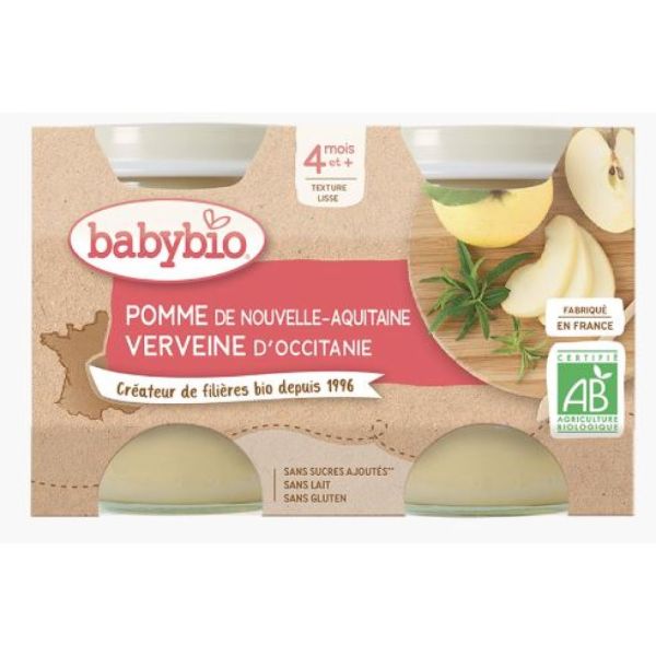 Babybio - Pomme verveine - dès 4 mois - 2x130g