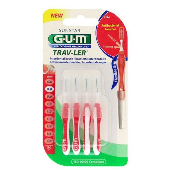 GUM TRAV-LER - Brossette interdentaire - 4 brossettes - T1 - 0.8 mm
