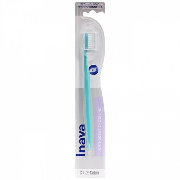 Inava - Brosse à dents orthodontie 7/12 ans - Brosse souple