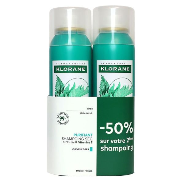 Klorane - Shampoing sec séboréducteur cheveux gras - 2x150ml