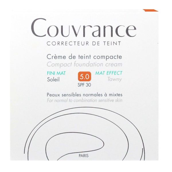 Avène - Couvrance - crème de teint compacte Fini Mat SPF 30 - 10g - 5.0 Soleil