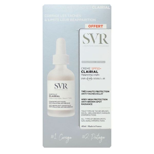 SVR - Coffret Clairial Anti-tâches ampoule 30ml + crème SPF50+ 40ml offerte