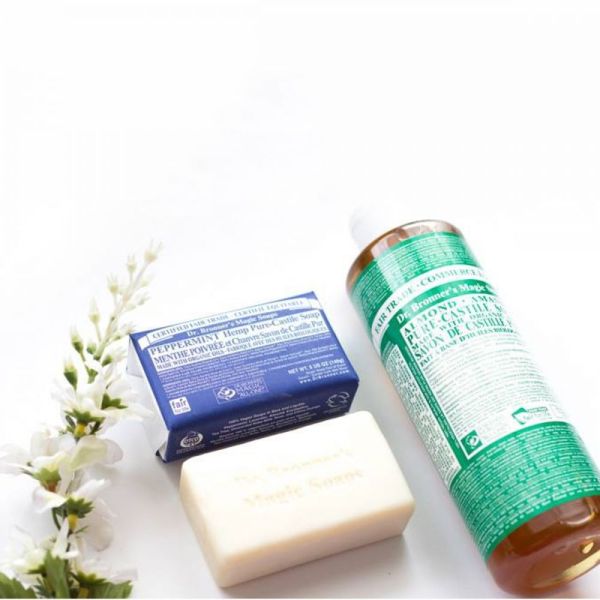 Dr. Bronner's - Pain de savon Pure végétal Menthe poivrée - 140g