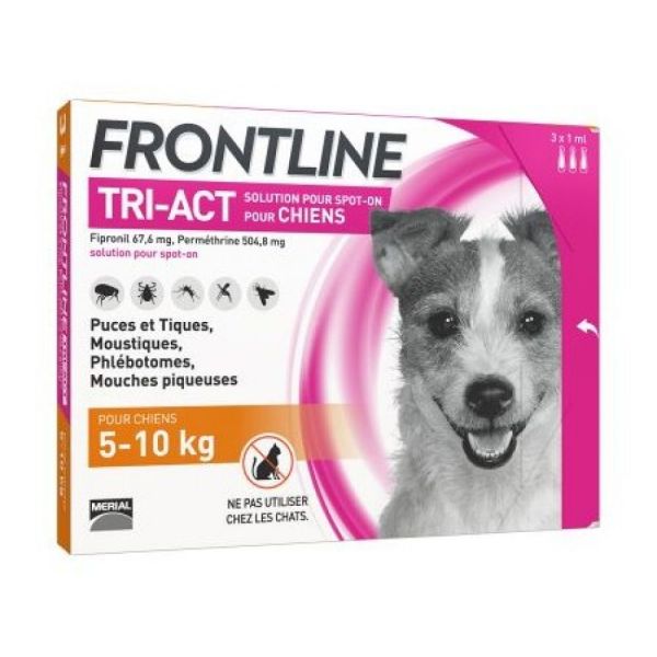 Frontline Tri-Act - Spot on chiens 5-10 kg - 3 pipettes