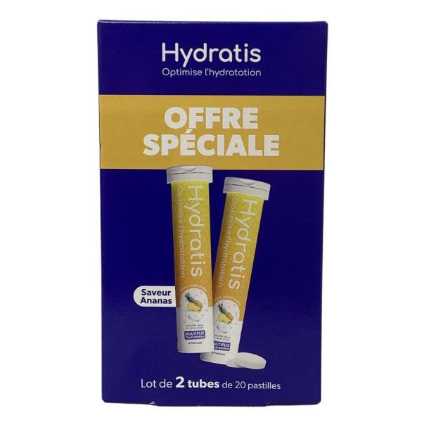 Hydratis - Solution de réhydratation ananas - 2 tubes de 20 pastilles