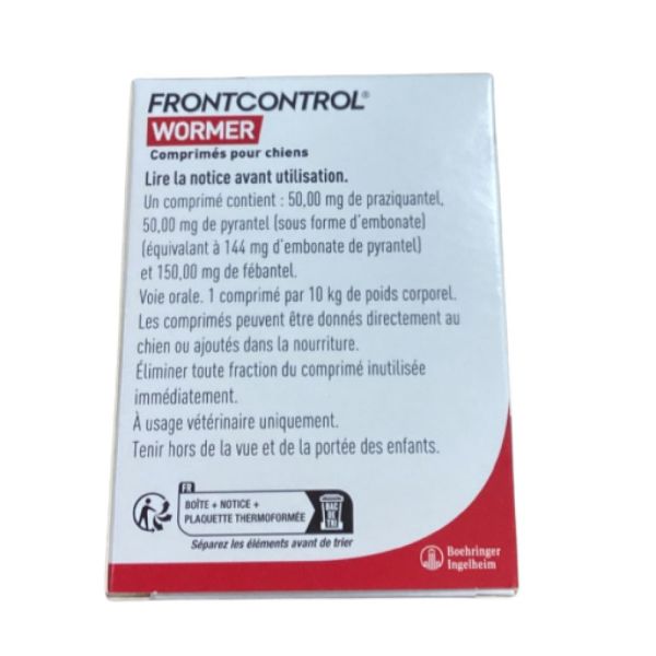 FrontControl - Wormer Vermifuge Pour Chien - 2 Comprimés par 10kg