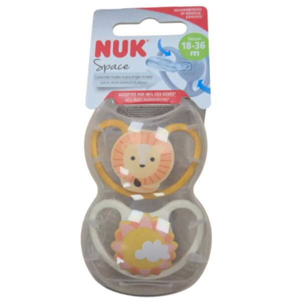 NUK - Space Sucettes Lion 18-36mois - 2 sucettes