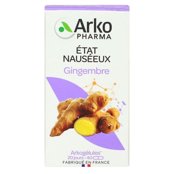 Arkopharma - Etat nausséeux Gingembre 20 jours - 40 gélules