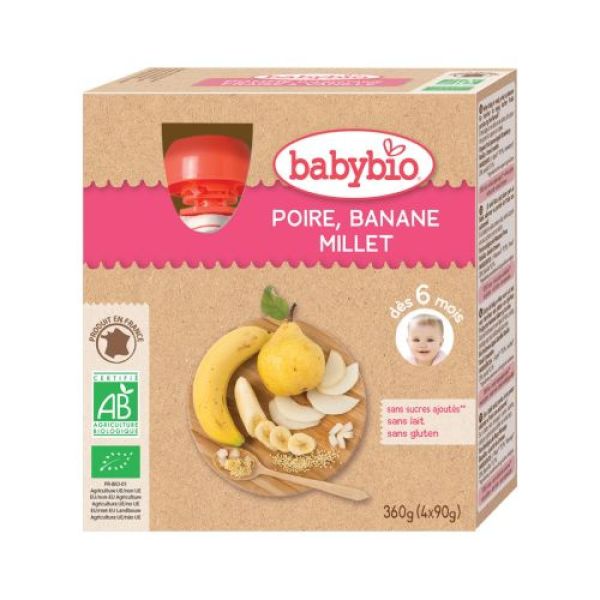 Babybio - Poire Banane Millet - 4x90g