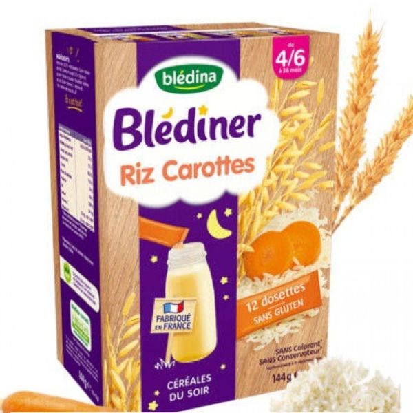 Blédina - Blédiner riz carottes 12 dosettes - 12x12 g
