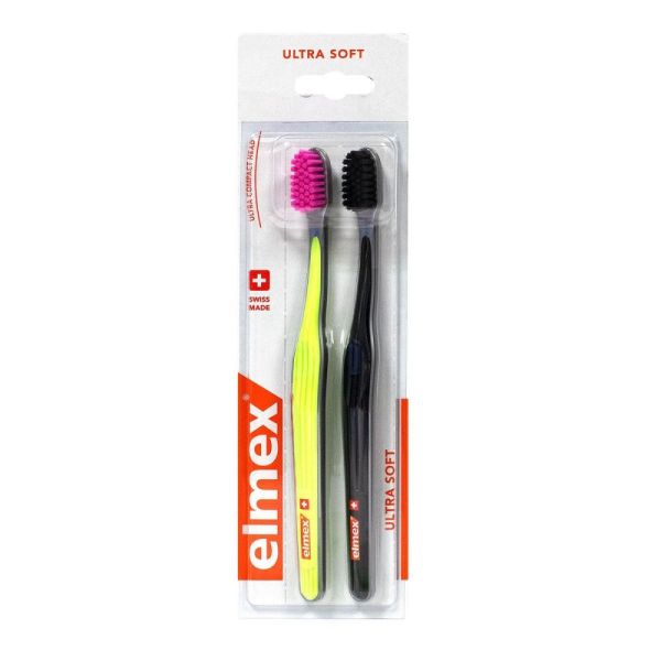 Elmex - Brosse à dents - Swiss Made - Ultra Soft - 2 Brosses