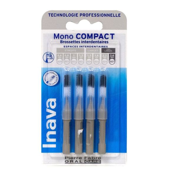 Inava - Mono compact brossettes interdentaires 2.6mm Iso7 - 4 brossettes