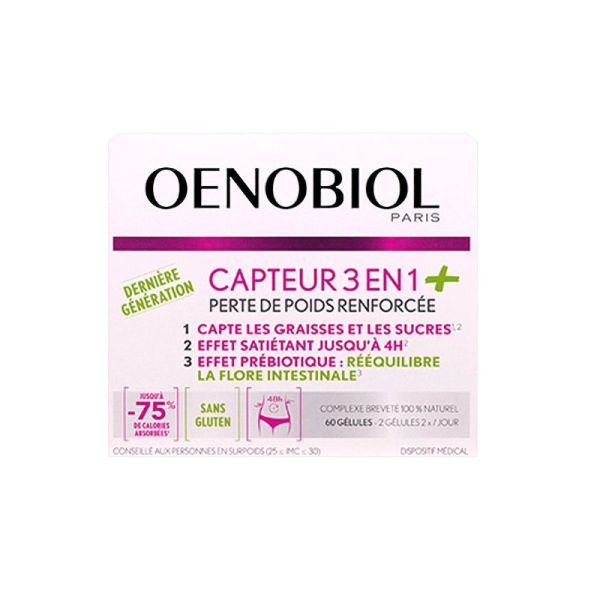 Oenobiol - Perte de poids capteur 3 en 1 + - 60 gelules
