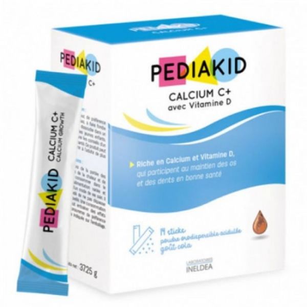 Pediakid - Calcium C+ avec vitamine D - 14 sticks