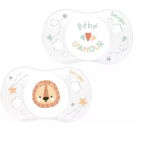 Duo de sucettes anatomiques – Bébé d’amour et Petit lion - 0/2 Mois -  2 unités