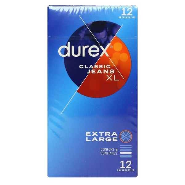 Durex - Préservatif classic jeans XL - 12 préservatifs