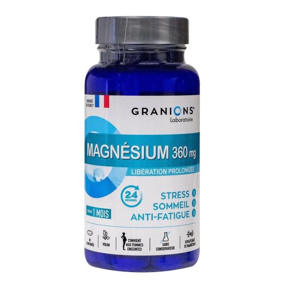 Granions - Magnésium 360mg Stress, sommeil, anti-fatigue - 60 comprimés