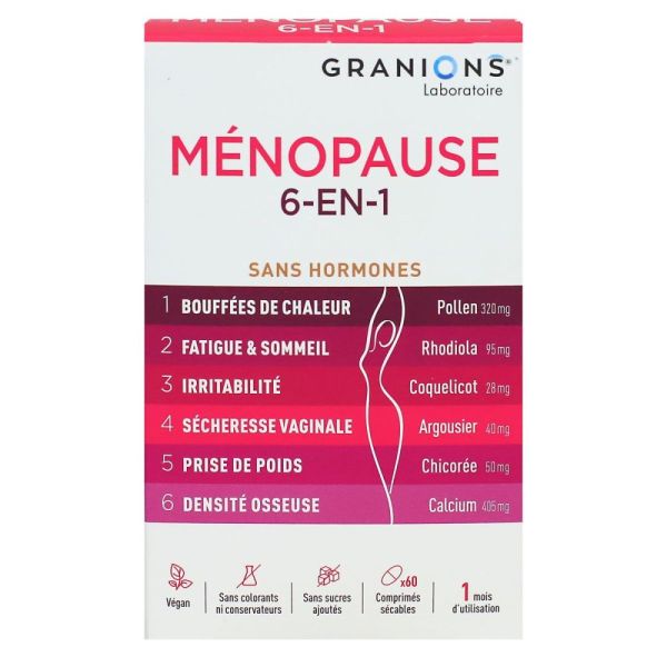 Granions - Ménopause 6en1 sans hormones - 60 comprimés