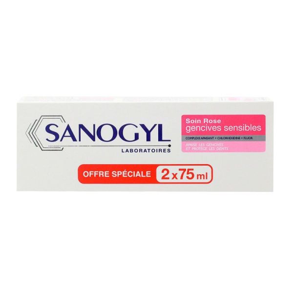 Sanonyl - Dentifrice Soin Rose Gencive Sensible - Lot de 2 x 75mL